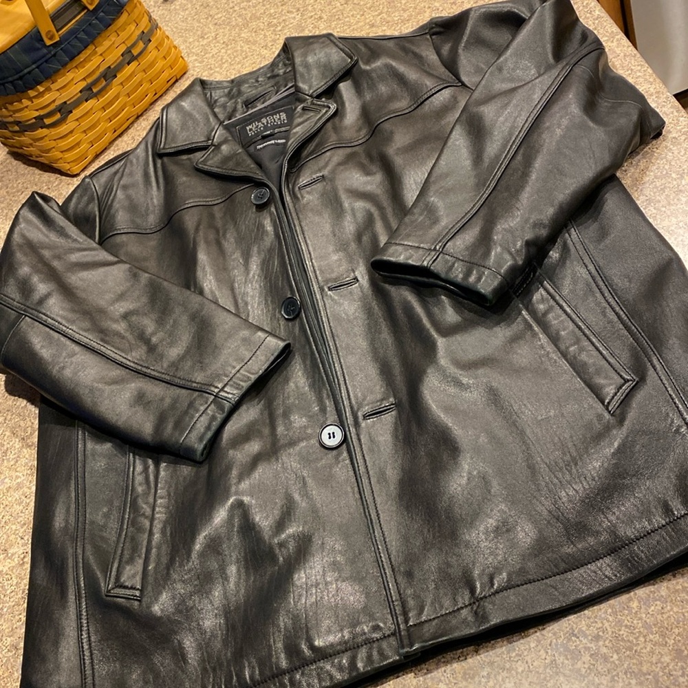 Wilsons Leather Pelle Studio Black Leather Jacket With Thinsulate Vest Liner XL